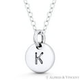 thumbnail image 3 of Initial Letter "K" Engraved Tiny 11x8mm (0.4"x0.3") Circle Pendant & Chain Necklace in .925 Sterling Silver, 3 of 3