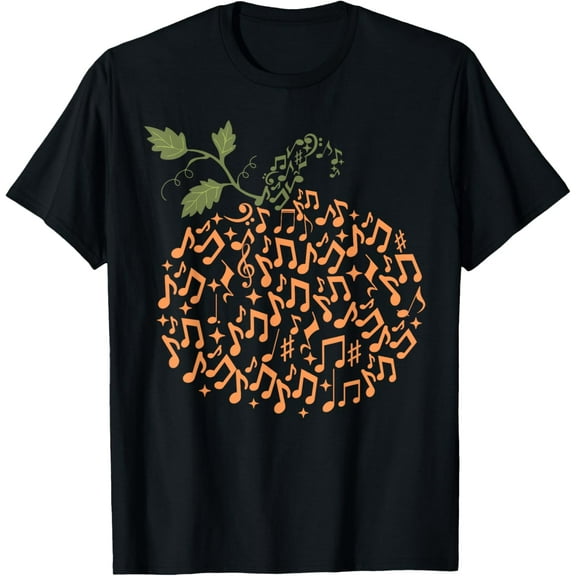 Music Notes Pumpkin Fall Music Teacher Autumn Halloween T-Shirt