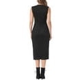 thumbnail image 3 of INSPIRE CHIC Women's Faux Suede Dress Sleeveless Crewneck Split Hem Sheath Work Dress S Black, 3 of 6