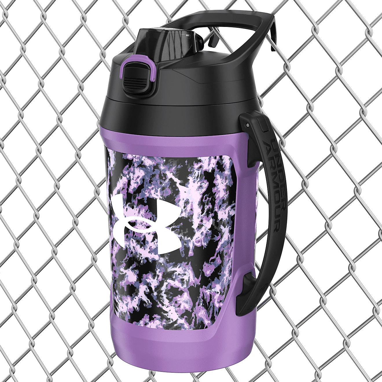 Under Armour Playmaker Jug 64 Oz. Water Bottle, Purple Dyed Map