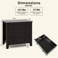 thumbnail image 3 of Gymax Commode à 3 Tiroirs Table de Chevet pour Salon Chambre Espresso, 3 of 10