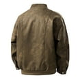 thumbnail image 5 of KHONTS,Men's Oversized PU Leather Jackets Waterproof Loose Fit Casual Jackets Fall Full Zip Stand Collar Stylish Coats Coffee XXXL, 5 of 5