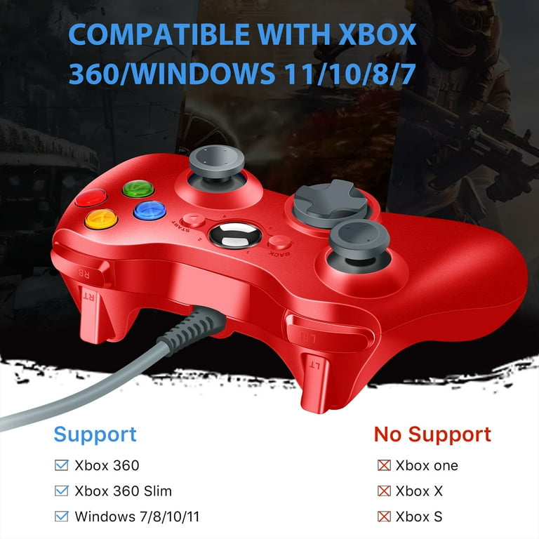 LUXMO Wired Xbox 360 Controller for Xbox 360 and Windows PC (Windows  10/8.1/8/7)