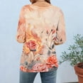thumbnail image 6 of CYMMPU 3/4 Sleeve Blouses for Women Dressy Casual Tunic Tops Button up Crew Neck Flower Printed Loose Fit Fall Trendy Shirts Spring Tops Business Elegant Work Tops T-Shirts Orange XL, 6 of 7