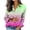 Hot Pink, variant on Women's Tie Dye Satin Button Down Shirts Long Sleeve Collared Gradient Blouse Trendy Neon Print Business Work Blouses Dark Blue