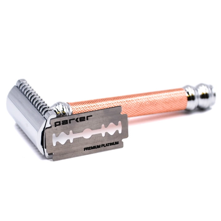 Parker Safety Razor 63C Three Piece Shaving Open Comb Double Edge Safety Razor & 5 Parker Blades