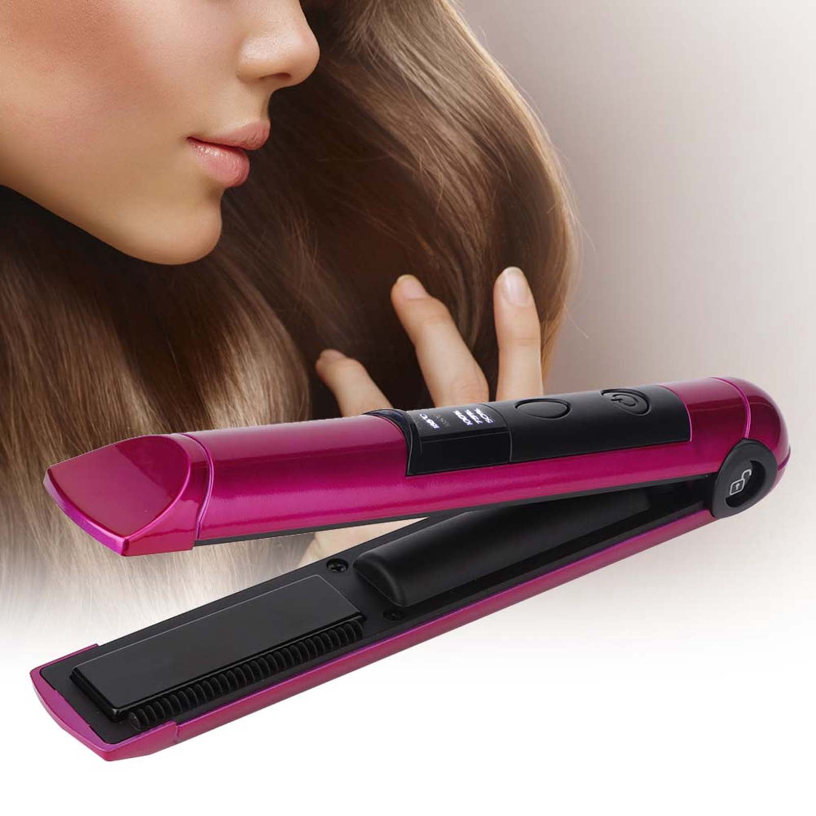 Mini LED Display Hair Straightener Rechargeable Hair Straightener Female Women Hair Styling Tool For Girls