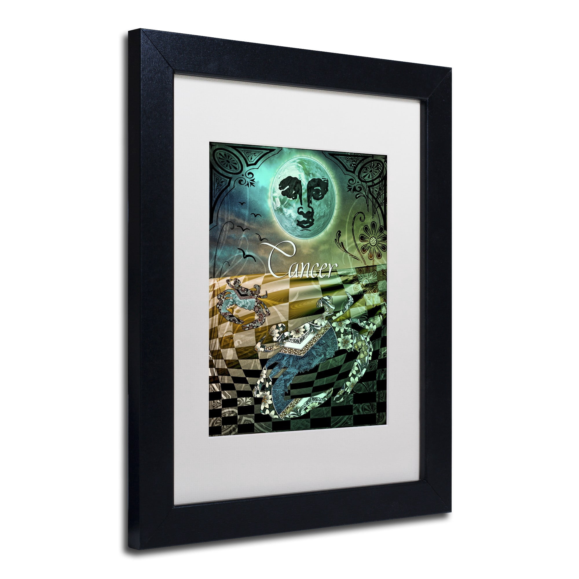 Trademark Fine Art "Art Nouveau Zodiac Cancer" Canvas Art by Color Bakery White Matte, Black Frame