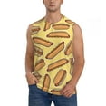 thumbnail image 2 of Lsque Hot Dogs Print Men's Cotton Blend Sleeveless Muscle Shirts (S-3XL)- Moisture Wicking, Odor Protection, UPF 30+,3X-Large, 2 of 8