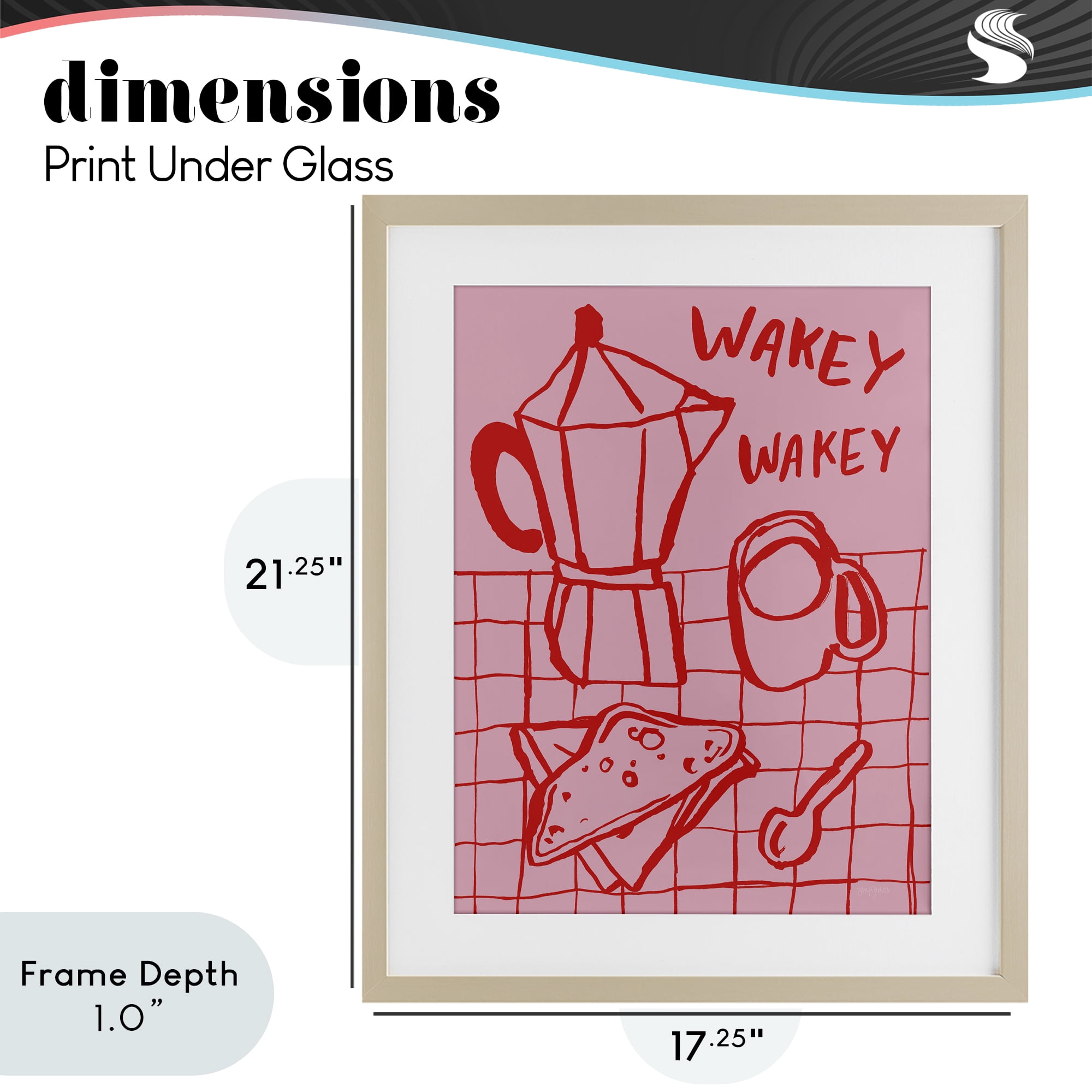 Stupell Industries Wakey Breakfast Doodles Birch Framed Print Under Glass, design by Jenaya Jackson