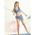 thumbnail image 6 of Girl's 3 Piece Tropical Print Criss Cross Bikini Set Swimsuit High Waisted Bathing Suit with Beach Skirt, 6 of 10