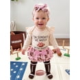 thumbnail image 4 of Loicainy Infant Baby Girl Football Outfit 3 6 12 18 Months Long Sleeve Romper Shorts Headband Stockings Clothes Set, 4 of 9
