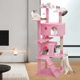 thumbnail image 4 of Magshion 70" Cat Tree & Cat Condo Scratching Post Tower with Top Cat Perch and Cat Caves, Soft Pink, 4 of 11