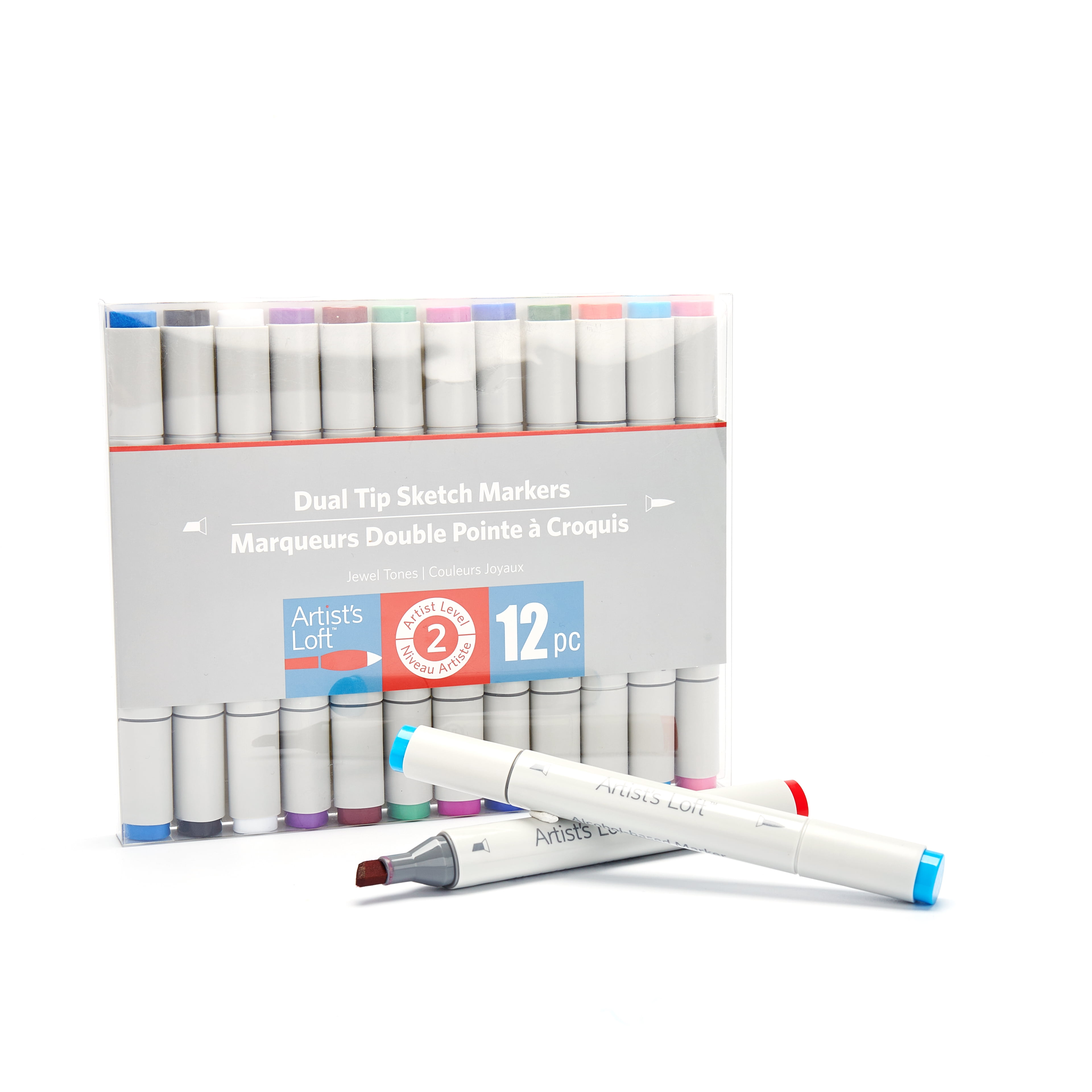 Artist's Loft Assorted Dual Tip Jewel Tone Sketch Markers - Alcohol-Based, Blendable Ink with Brush & Chisel Tips - Quick Drying, Layering & Shading, 6 Pack