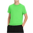 thumbnail image 2 of dazeni Boys Athletic T Shirts Kids Quick Dry Sports Performance Tees Short Sleeve Basic Tops Activewear for Running Training Green 14-15 Years, 2 of 9