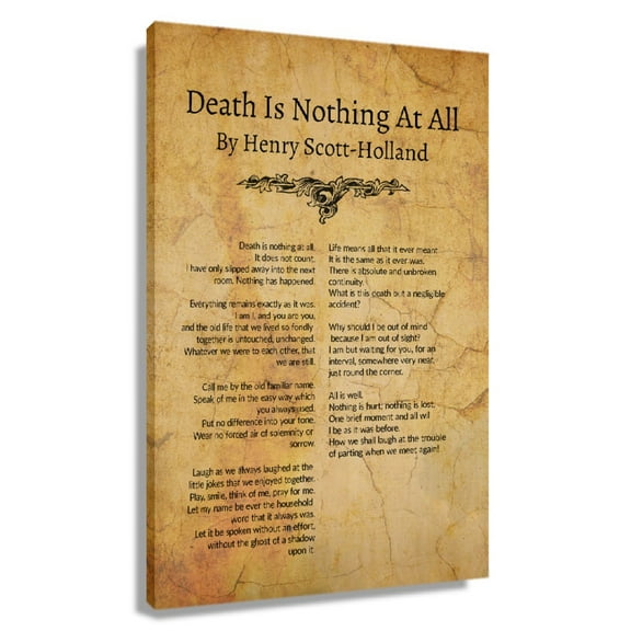 Death Is Nothing At All Poem Wall Decor Henry Scott Holland Quotes Poster Modern Art for Home Vertical Pictures Canvas Artwork Framed 20x30 in