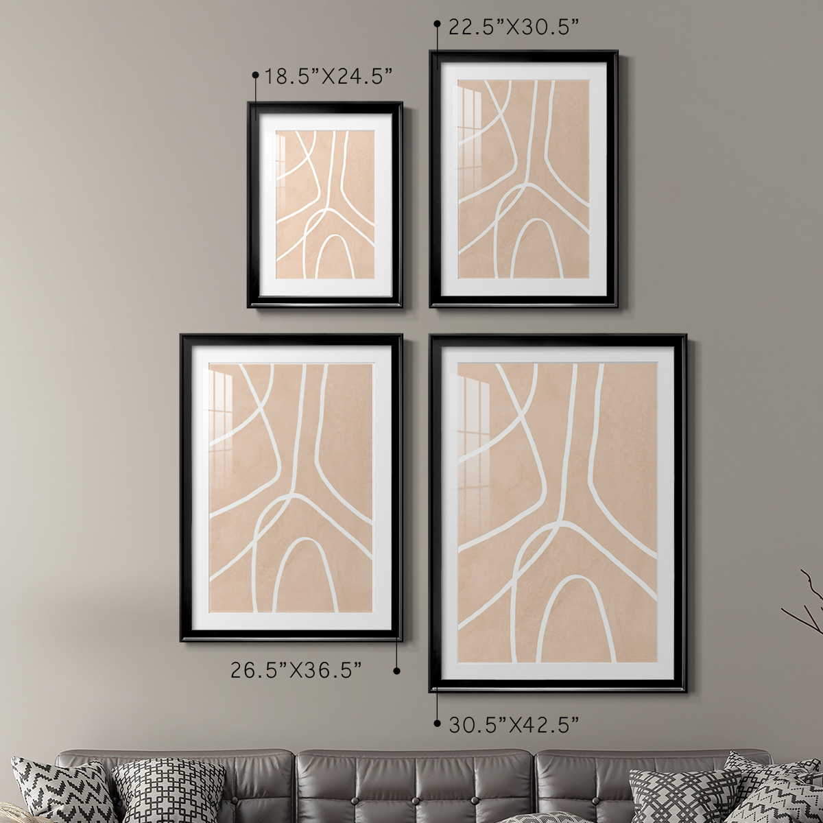 Wexford Home Clean Contour III Premium Framed Print, 26.5" x 36.5" - Ready to Hang, Black (Set of 2)