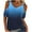 Blue, variant on Aofany Womens Blouse Gradient Loose V-Neck Short Sleeve Tunic Shirt Casual Off Shoulder Summer Tops