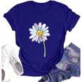 thumbnail image 4 of Hauts d'Été pour Femmes, Blouses Décontractées Élégantes 2024, T-Shirts à Manches Courtes Imprimés, Col Rond, Ample, Bleu, 4 of 5