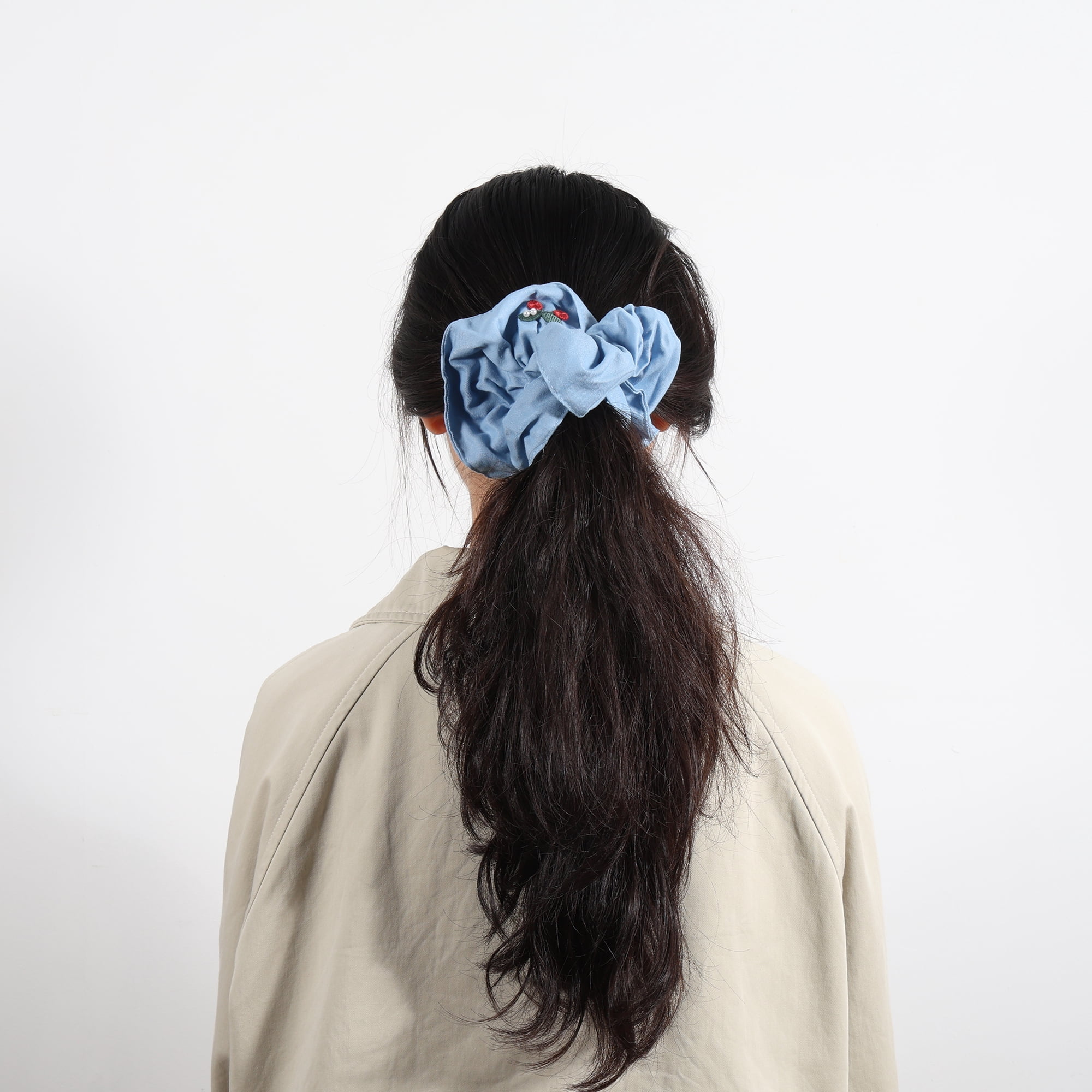 Unique Bargains Embroidery Denim Hair Ties All Occasions Styles Light Blue