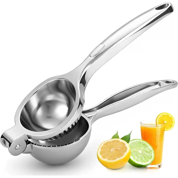 Lemon Squeezer Manual, Large Handheld Metal Lemon Juicer Squeezer Dishwasher Safe, Heavy Duty Lemon Press Squeezer is Suitable for Lemon, Lime, and Citrus,Easy to Use and Clean - Silver