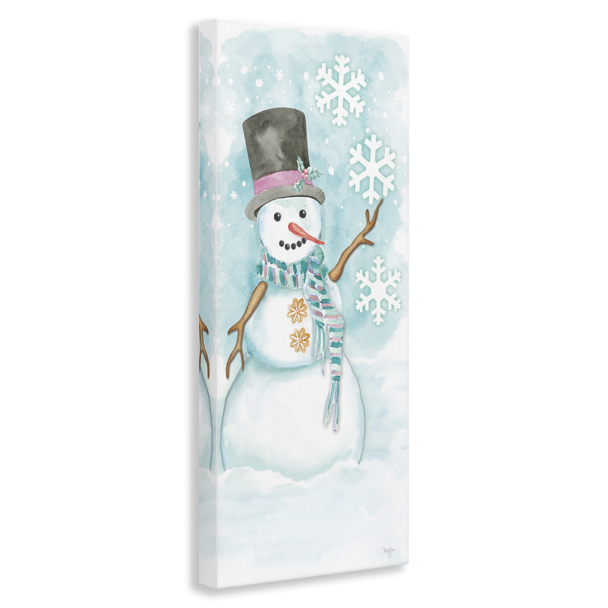 Stupell Industries Waving Snowman Greeting Holiday Painting Gallery Wrapped Canvas Art Print Wall Art, 13 x 30