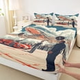 thumbnail image 4 of Erosebridal Fighter Queen Sheet Sets, Red Sports Car Bed Set for Boys, 1 Flat Sheet, 1 Fitted Sheet and 2 Pillowcases, 4 of 5