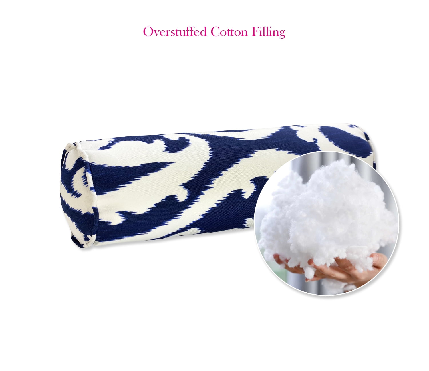 FBTS Prime 2 Pcs 20x6 inch Round Navy Blue Paisley Indoor Outdoor Bolster Pillows with Inserts