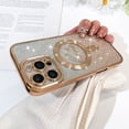 thumbnail image 2 of OOK For iPhone 16 Pro Max Case Magnetic, Compatible with Magsafe Love Heart Glitter Bling Plating Camera Protection Phone Case with Screen Protector for Girls Women, Gold, 2 of 6