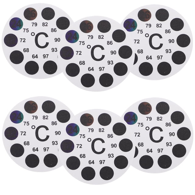 FESTFENDS 6Pcs Self Adhesive Aquarium Thermometer Strips White Color Changing Temperature Monitoring Sticker