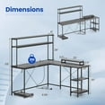 thumbnail image 3 of Costway L-Shaped Gaming Desk with LED Strip & Power Outlets Hutch Monitor Stand CPU Stand Black, 3 of 10