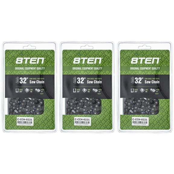 Semi Chisel Skip Tooth Chainsaw Chain 32 inch .050 3/8 105 DL for Echo 3 Pack 810-CCC2443H