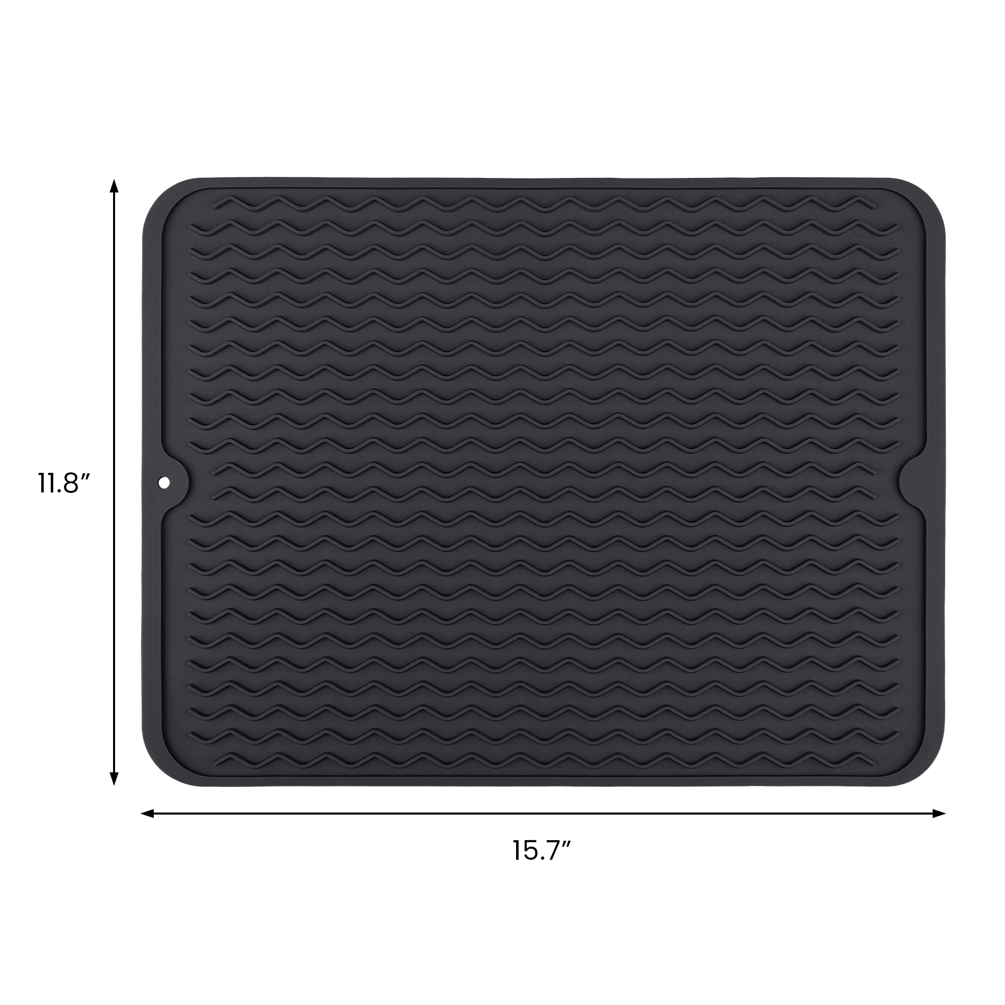 Unique Bargains Silicone Easy Clean Waterproof Dish Drying Mat Black 15.7*11.8 inch