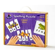 Star Right Educational Spelling Puzzle Game with Realistic Art, Learning Toys for Ages 4+, 3 and 4 Letter Words, Set of 26 (91 Pieces) with 1 Puzzle Frame Included