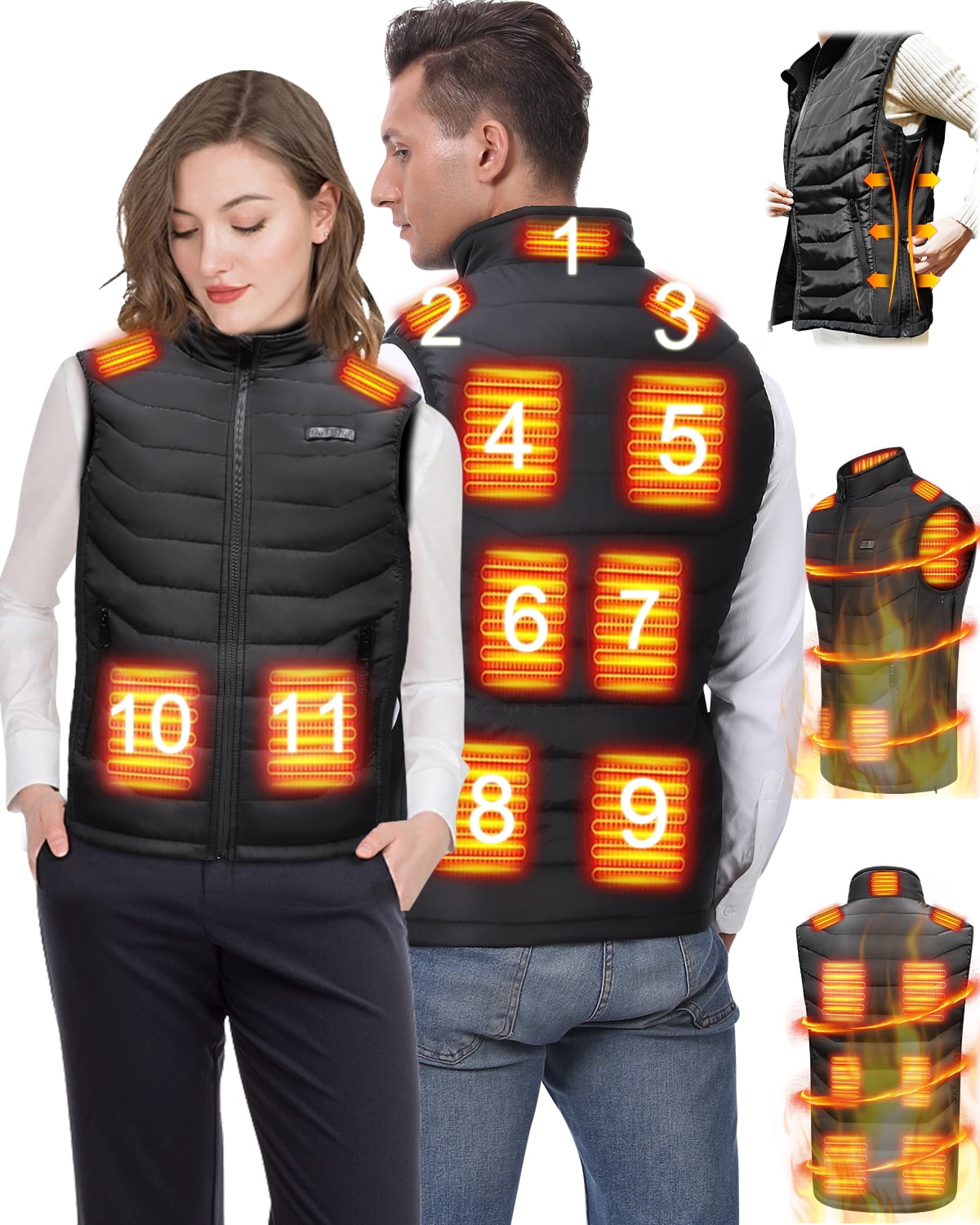Heated Vest for Women Men Upgrade 11 Zones Electric Charging Heating