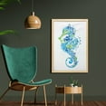 thumbnail image 2 of Seahorse Wall Art with Frame, Seahorse Design with Abstract Curvy and Wavy Geometric Forms, Printed Fabric Poster for Bathroom Living Room Dorms, 23" x 35", Lime Green Night Blue, by Ambesonne, 2 of 2