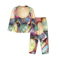 thumbnail image 2 of Goofa Easter Eggs Printed Women’s 2 Piece Pajama Set Super,Pajamas Women's Long Sleeve Sleepwear Soft Button Down Loungewear Pjs Lounge Set Nightwear-Medium, 2 of 9