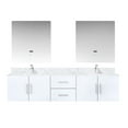 thumbnail image 2 of 80 In. W X 22 D Glossy White Vanity With Marble Top, Included Faucet, 30 Led Mirrors - Graceful And Practical Double Scratch Stain Proof, 2 of 6