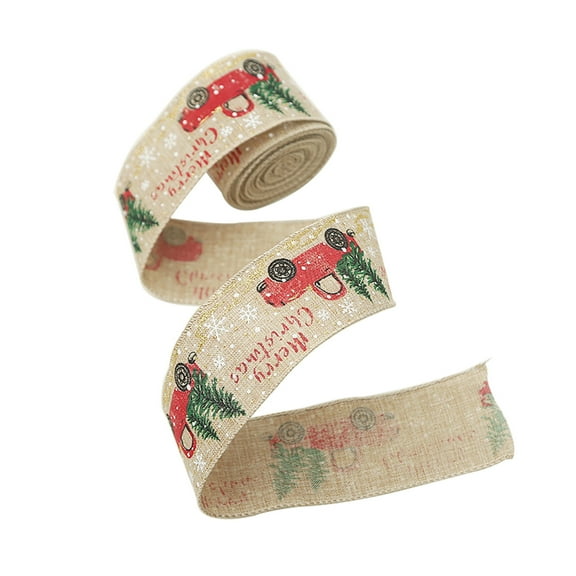 putnchl 5.46 Yards 1.96 Inch Wide Christmas Wired Edge Ribbon Christmas Vintage Ribbon Wired For DIY Wrapping Crafts Wreath Decor