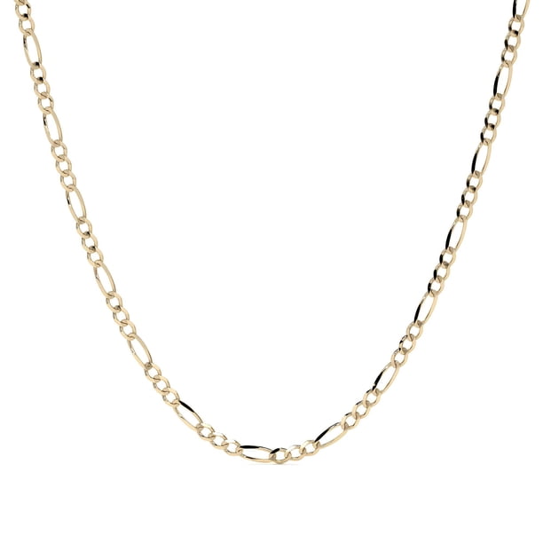 Cadena Collar Italiana Figaro Solida De Oro 10k 2.6 Mm, 65 Cm