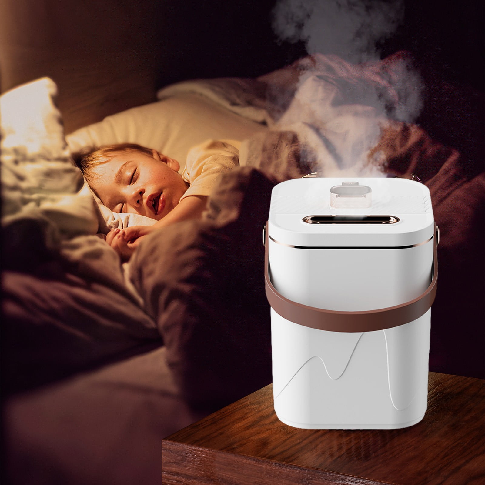 Humidifier for Bedroom,1.8L Quiet Portable Dual-Nozzle Desktop Cool Mist Humidifier,for Baby Nursery and Plant