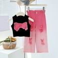 thumbnail image 3 of Ugoldhm Girls 2-Piece Trendy Outfit, Bow Tank Top & Ombre Wide Leg Jeans, Comfortable Matching Set for 3 to 13 Years Old, 3 of 6