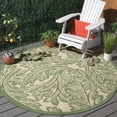 thumbnail image 2 of Safavieh Courtyard Connie Floral Indoor/Outdoor Area Rug, Natural/Olive, 6'7" x 6'7" Round, 2 of 13