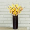 thumbnail image 4 of Brown Decorative Contemporary Mango Wood Ribbed Design Cylinder Shaped Vase, Set of 3, 4 of 6