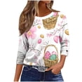 thumbnail image 7 of Kctiaxy Happy Easter Womens Tops Round Neck 3/4 Length Sleeve T-Shirts Fashion Graphic Loose Fits Dressy Festival Pullover Blouse Summer Tees, 7 of 7