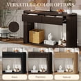 thumbnail image 5 of GZXS 2-Tier Console Table with Three Drawers, 59" Oval Accent Table with Fluted Legs and Bottom Storage Shelf, Entryway Sofa Table in Espresso, Easy Assembly, 5 of 10