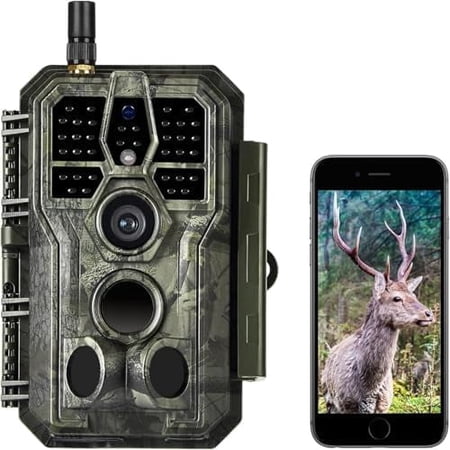 BLAZEVIDEO 64MP 1296P WiFi Trail & Game Camera with 0.1s Trigger Speed No Glow Night Vision Motion Activated IP66 Waterproof Wireless Hunting Cam with App for Wildlife Hunting Yard Security