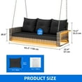 thumbnail image 3 of Dextrus 3-Seat Outdoor Wicker Porch Swing with LED Lights & Black Cushions, Patio Hanging Chair, 3 of 10