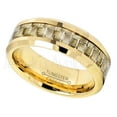 thumbnail image 2 of 8mm Tungsten Ring - Polished Yellow Gold Plated Comfort Fit Beveled Edge Tungsten Ring with Golden Carbon Fiber Inlay - TN341WAs10.5, 2 of 3
