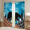 thumbnail image 2 of Feelyou Rustic Wildlife Bear Blackout Curtains Set of 2 (52x84 Each), Checkered Buffalo Plaid Window Curtains, Jungle Pine Tree Plant Curtains and Drapes, Living Room Curtains Decor, 2 of 6